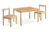 ZUN Della 3-Piece Solid Wood Kids Table & Two Chair Set, Natural B022P174730