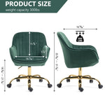 ZUN 360&deg; Green Velvet Swivel Chair With High Back, Adjustable Working Chair With Golden Color Base W116472783