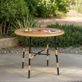 Patio Round Dining Table with Umbrella Hole, Outdoor Rattan Dining Table for Patio, Backyard, 47965172