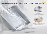 2-in-1 Gray Cat Litter Box, Removable Lid, for Small to Large Cats 63504530