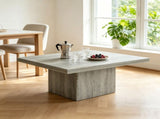 Gray Wood Grain Center Table Square Coffee Table with 1.6" Thick Sturdy Tabletop 19400156