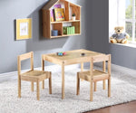 ZUN Della 3-Piece Solid Wood Kids Table & Two Chair Set, Natural B022P174730