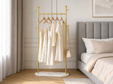 Clothing Rack, Golden Metal Freestanding Heavy Duty Clothes Rack with Marble Pattern Sintered Stone 04321713