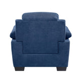 Plush Seating Chair 1pc Blue Textured Fabric Channel Tufting Solid Wood Frame Modern Living Room B011P214022