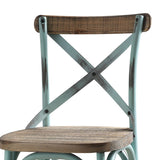 Antique Sky and Antique Oak Bar Stool with Cross Back B062P185687