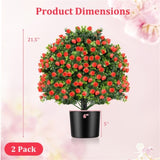 2 PCS Red Artificial Rose Topiary Ball Tree 62400350