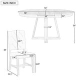 ZUN 5-Piece Retro Functional Set, Round Table with a 16"W Leaf and 4 Upholstered Chairs for 95277945