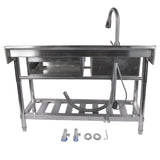 Stainless Steel Kitchen Sink Commercial Freestanding Utility Sink with Drawer and Pull-Out Faucet 64460763