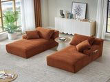Compressible double chaise lounge with cupholders - No Assembly Required, Fluffy Modern Sleeper W2339P346394