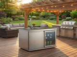 Sink and Fridge Combo for Outdoor Kitchen, 70L Refrigerator and Sink with Pull-Down Faucet, Brushed W3867P571597