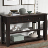 48'' Solid Pine Wood Top Console Table, Modern Entryway Sofa Side Table with 3 Storage Drawers and 2 W120246665