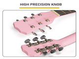 Matte Pink 38-inch Acoustic Guitar with Picks, Strings, Capo, Case, Tuner, and Strap 05427433