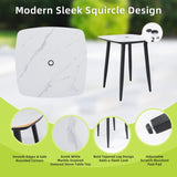 Modern 35.4'' Rounded Square Outdoor Bar Table, Greek White Marble-Inspired Sintered StoneTop, W1886P300274