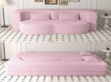 Modern Floor Sofa with 2 Pillows,Convertible Teddy Fabric Foam-Filled Sleeper Sofa Bed,15" Full Size 78597283
