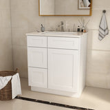 30 in. W x 21 in. D x 34.5 in. H in Shaker White Plywood Ready to Assemble Floor Vanity Sink Base 94545545