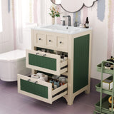 ZUN 24 Inch Bathroom Vanity with Ceramic, Bathroom Vanity Cabinet with 2 Drawers, Wooden Bathroom N710P187602Z