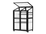 TOPMAX 62inch Height Wood Large Greenhouse Balcony Portable Cold Frame with Wheels and Adjustable WF297923AAB