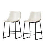 ZUN Lotusville Vintage PU Leather Counter Height Stools, Set of 2, White T2574P164860