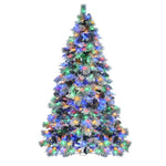 ZUN 7.5FT Pre-Lit Spruce Snow Flocked Christmas Tree with Pine Cones, Artificial Xmas Tree with 745 N704P198471A