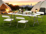 5FT Foldable Picnic Table, HDPE Top 400LBS Capacity Camping Table with Handle, White 10852127