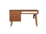 39" Retro Bohemian Style Wooden Makeup Vanity Set with Charging Plug&USB Port and Stool, Dressing N733P180011D