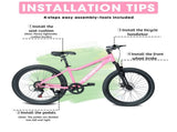 24 Inch Youth Mountain Bike with 7 Speeds & Front Suspension Durable Steel Frame, Alloy Rims & Disc W709P463455