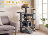 52" Tall Cat Tree Tower with Perches & Condos, Multi-Cat Playground with Scratching Posts 81736310