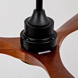 Hot sales 52 Inch Modern Black Ceiling Fan With Light 3 Solid Wood Blades Remote Control Reversible W2991P338635