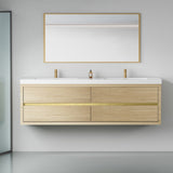 72" Wall-Mounted Bathroom Vanity with Sink, Floating Bathroom Storage Cabinet with Stone Resin W1573P211189
