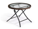 Outdoor Side, Round Rattan Patio Side, Small Foldable Wicker with Tempered Glass 95990667