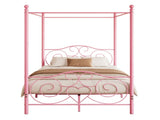 Metal Canopy Bed Frame with Vintage Style Headboard & Footboard, Easy Assembly All Parts Included, W840P465779