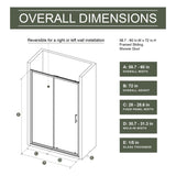 60.in W x 72.in H Single Sliding Shower Door, 1/5 inch Thick Clear Tempered Glass Shower Door with W3048P278318