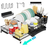 ZUN 2-in-1 Expandable Dish Drying Rack Kit, Stainless Steel Dish Rack Set with Utensil Holder, Cutting 49604699