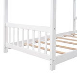 Twin Size House Platform Bed with Headboard and Footboard,Roof Design,White WF284064AAK