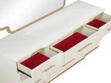 Lexington 9-Drawer Dresser in Beige with Textured Finish and Gold Hardware B009P450611