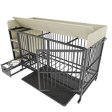 Large pet cage with storage rack, drawers with stainless steel food and water basin, made of iron W3064P245384