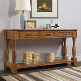 63inch Long Wood Console Table with 3 Drawers and 1 Bottom Shelf for Entryway Hallway Easy Assembly W1202114035