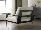 Modern Low Back White Upholstered Accent Armchair with Gold Metal Legs & Rubberwood Frame, Chic Wide 93214634