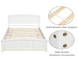 Wood Platform Bed with Headboard,Footboard and Wood Slat Support, White WF190781AAK