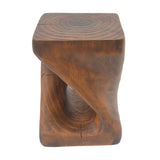MGO Twist Shape Side Table, Wood-like texture, 	antique brown Color N770P212233A