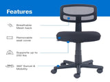 Mesh Task Chair with Plush Padded Seat, Teens and Adult, Black/Black 84527947