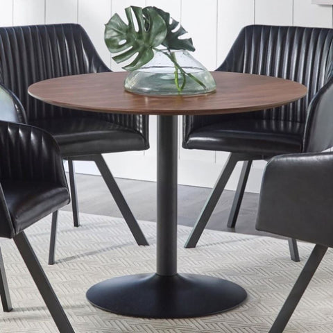 ZUN Brown and Black Round Dining Table B062P153874