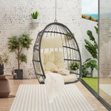 ZUN Outdoor Garden Rattan Egg Swing Chair Hanging Chair Wood 29945268