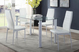 Modern Style White Metal Finish Side Chairs 2pc Set Faux Leather Covered Contemporary Dining Room B01167365