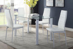 ZUN Modern Style White Metal Finish Side Chairs 2pc Set Faux Leather Covered Contemporary Dining Room B01167365