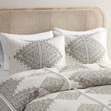 4 Piece Printed Comforter Set with Throw Pillow Black/Ivory Full/Queen B035P148340