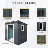 6ft x 5ft Outdoor Metal Storage Shed with Window and Transparent plate for Garden, Lawn 05828661