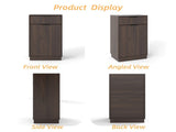 10-Gallon Woodgrain Tilt-Out Trash Can Cabinet Wooden Garbage Recycling Cabinet with Wave-Textured W2557P319051