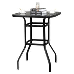 ZUN Wrought Iron Glass High Bar Table Patio Bar Table Black 70228562