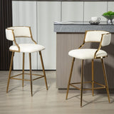 (SET of 2) 26'' Counter height bar stools Corduroy kitchen island counter bar stool with back,golden W2215P195291
